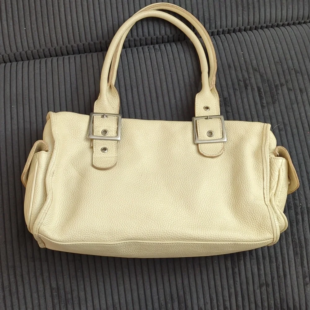 Spanish Artizan Genuine Leather Shoulder Bag with Front Buckle Pockets - Picture 3 of 6